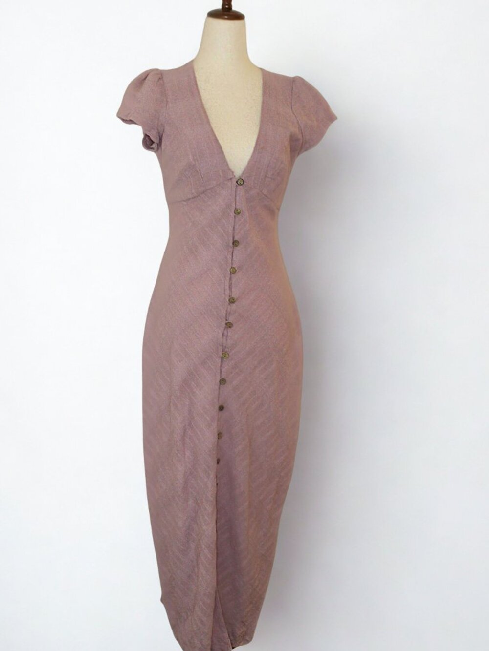 JW007 Free People Muted Rose Button Front Midi Dress Size X-Small